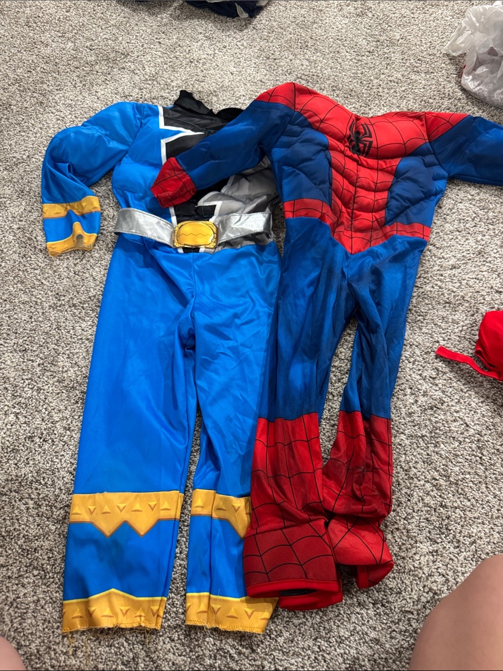 Blue and Red Kids Superhero Costume Set - Muscle Chest Jumpsuits